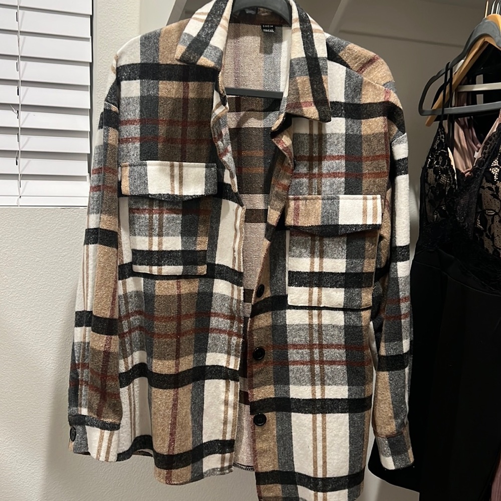 Size large button up plaid jacket